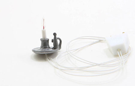 Dollhouse Miniature Electric Candlestick-Pewter